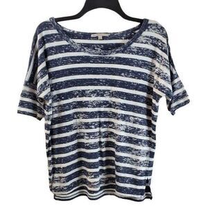 Gap XS SS Navy White Striped Top